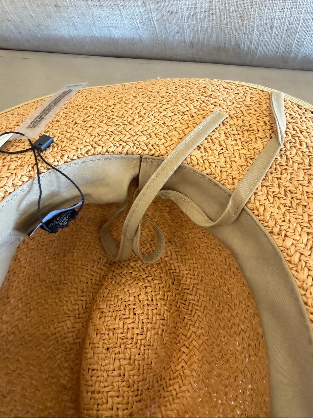 NWT Olive & Pique Straw Sun Hat Neutral Band Wide Brim Beach Vacation Adjustable